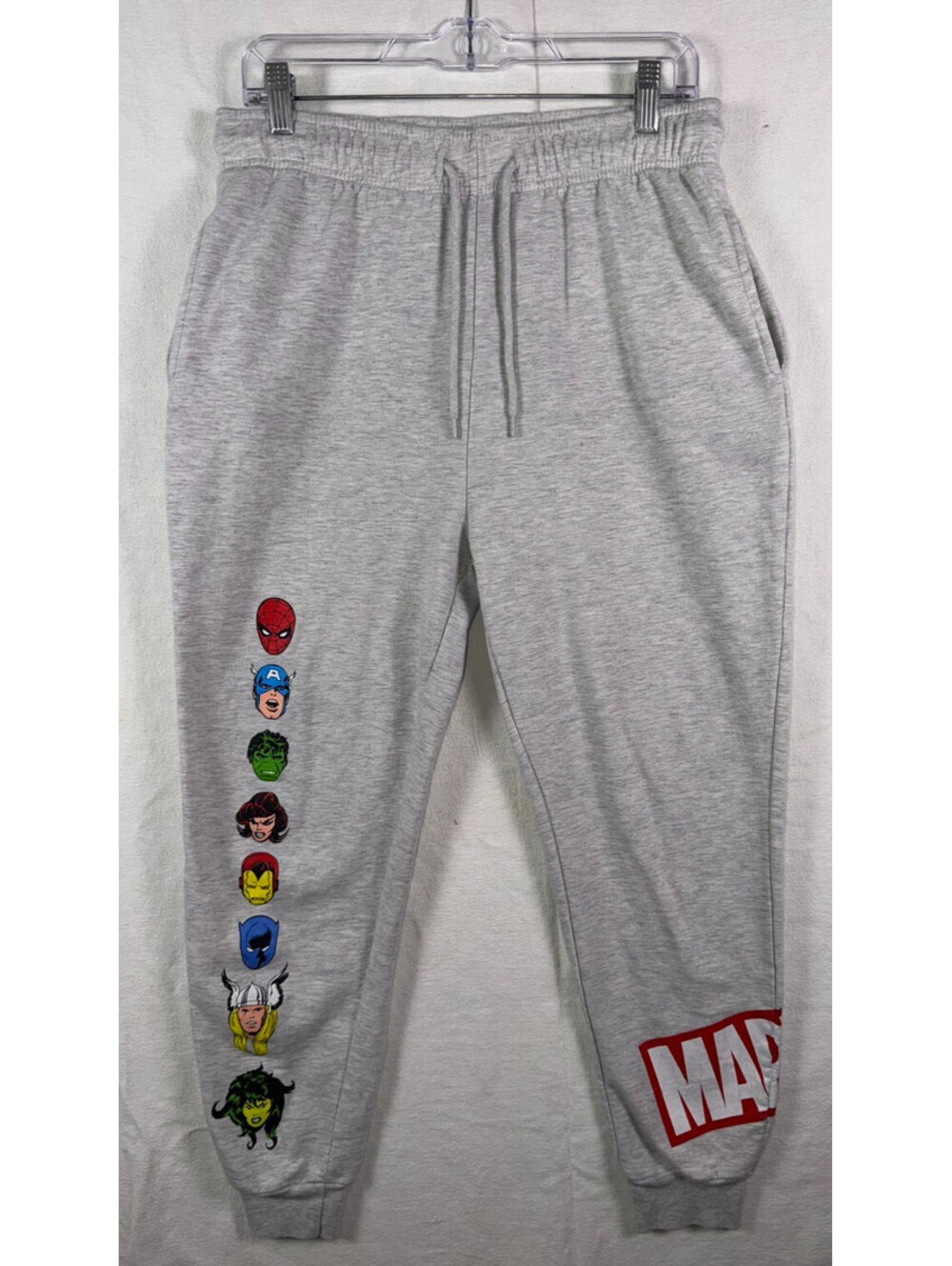 Marvel Comics Mens Medium Joggers Sweatpants Heather Gray Avengers Characters